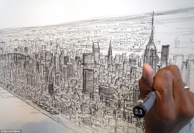 Autista desenha Nova York de cor depois de um passeio de 20 minutos