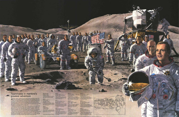 Os astronautas que foram  Lua numa s imagem