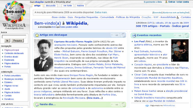 Wikipedia em Português alcança os 500 mil artigos