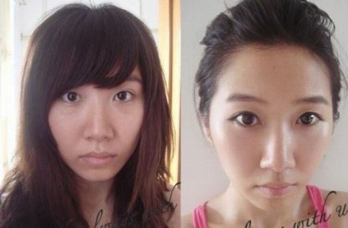 Antes e depois da maquiagem de garotas orientais 03