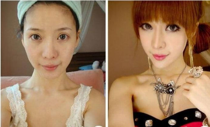 Antes e depois da maquiagem de garotas orientais 07
