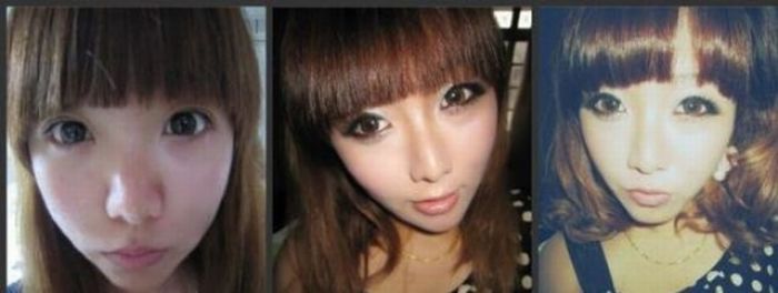 Antes e depois da maquiagem de garotas orientais 08