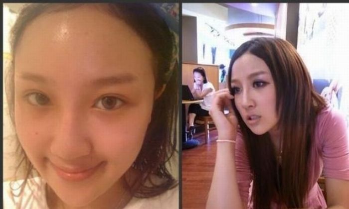 Antes e depois da maquiagem de garotas orientais 15