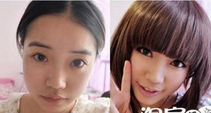 Antes e depois da maquiagem de garotas orientais 19