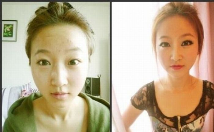Antes e depois da maquiagem de garotas orientais 23
