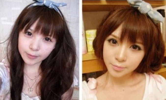 Antes e depois da maquiagem de garotas orientais 25