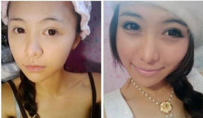 Antes e depois da maquiagem de garotas orientais 27
