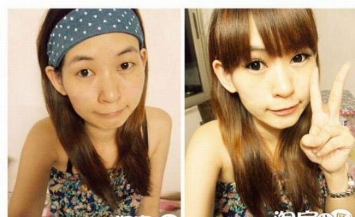 Antes e depois da maquiagem de garotas orientais 29