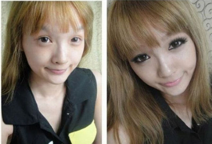 Antes e depois da maquiagem de garotas orientais 31