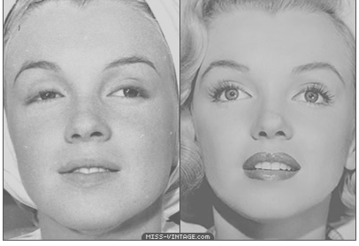Marilyn Monroe com e sem maquiagem
