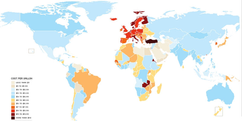 O preo da gasolina no mundo